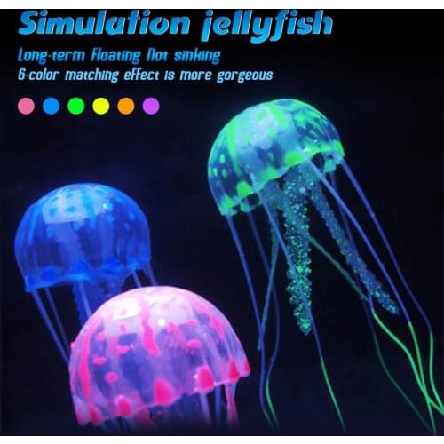 Fish tank simulation jellyfish aquarium landscaping decoration floating fluorescent colorful jellyfish to accompany children toy