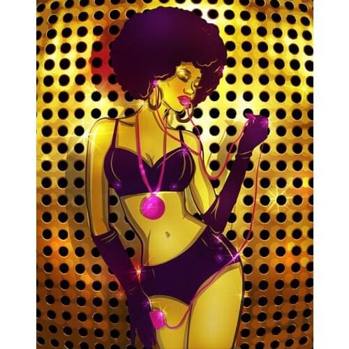 JMINE Div 5D african american Girl Sexy Full Diamond Painting cross stitch kits art Portrait 3D paint by diamonds