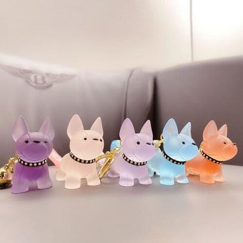 Classic French Punk Bulldog Keychain Men Car Key Ring Key Chain Jewelry PU Leather Dog Keychains for Women Bag Charm Trinket