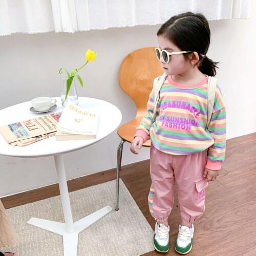 2 3 4 5 6 Y Kids Clothing Sets Autumn New Arrival Fashion Striped Long Sleeve T-shirt Pants Toddler Girl 2pcs Child Sportswear