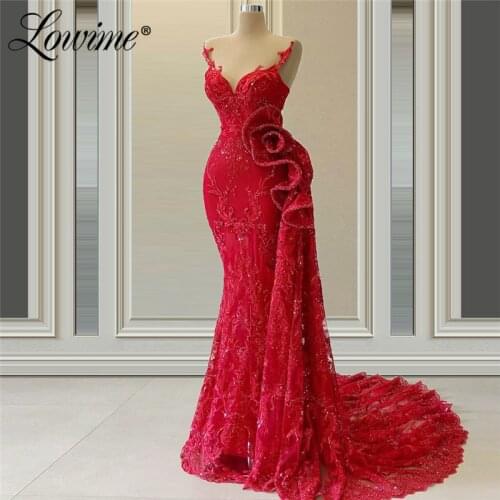Lace Sequins Applique Mermaid Evening Dresses 2020 Sexy African Long Prom Dresses Woman Party Night Celebrity Dresses Vestidos