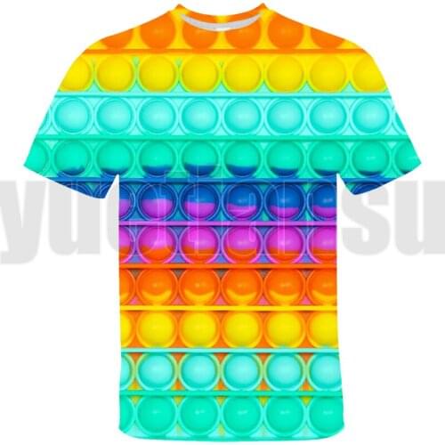 3D Summer Short Sleeve T-shirt Men Family Games Rainbow Pop Fidget Tee Tops POP It T Shirt Kids Oversized Tshirt Kids Streetwear