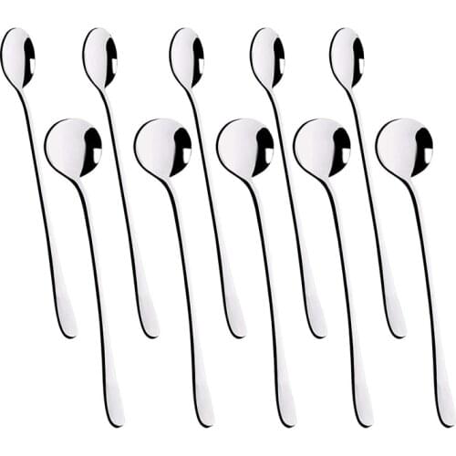 Long Handle Iced Tea Spoons, Ice Cream Spoon, Coffee Spoon, Stainless Steel Cocktail Mixing Spoon Long Teaspoons, 2 Style, Set o