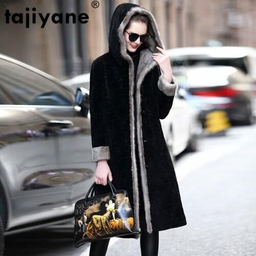 Fur Real Natural Coat Mink Fur Collar Wool Jacket Autumn Winter Coat Women Clothes 2021 Korean Vintage Double-faced Tops ZT4044