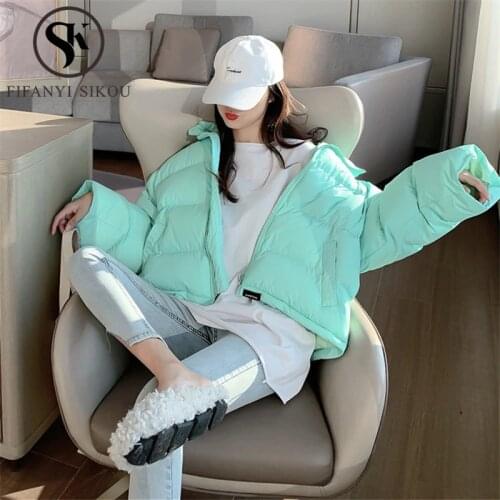 Fashion Mint Green Short Parka Winter Jacket Women High Quality Thick Warm Down Jackets Female Loose Casual Cotton Padded Coat