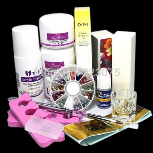 Nail Art Tips Kit DIY Acrylic Nail Liquid Powder Nail Art Tool Set DIY Kit