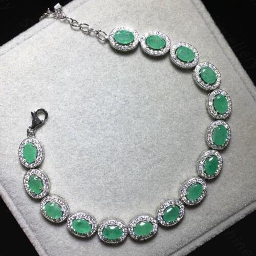 Natural emerald bracelet 925 silver luxury atmosphere birthday & wedding gift
