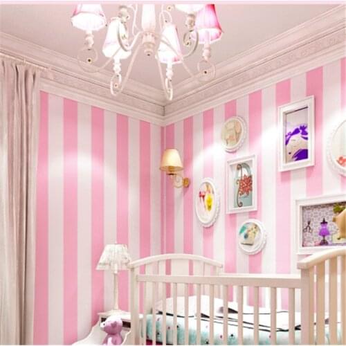 Wellyu Vertical stripes wallpaper pink pink princess childrens room warm girl girls bedroom living room girl heart wallpaper