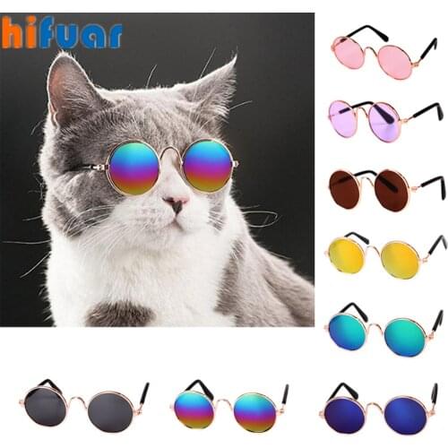Pet Products Lovely Vintage Round Cat Sunglasses Reflection Eye wear glasses For Small Dog Cat New Pet Photos Props Accessories