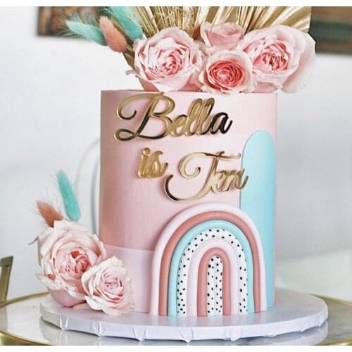 Personalized Acrylic Name Cake Front Topper/ Cake topper charm Custom name and Age Birthday Cake Topper Party Decorations