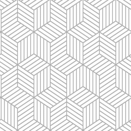 Thick Peel and Stick Wallpaper White/Grey Geometric Decorative Wallpapers Modern Aesthetic Self Adhesive Living Room