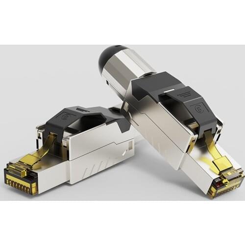 Cat8 RJ45 Connector 40G Shielded Plug Industrial Ethernet Tool-Free Crimp Adapter CAT8 Termination Plugs For Ethernet Lan Cable