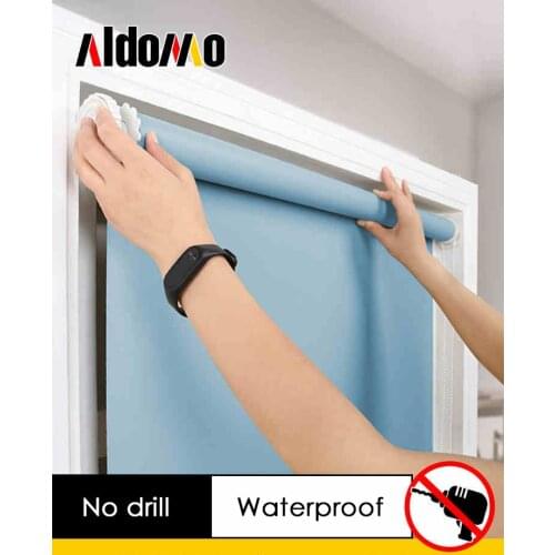 ALDOMO 38mm no drill roller blinds installation for living room bathroom kitchen blinds waterproof ball chain system