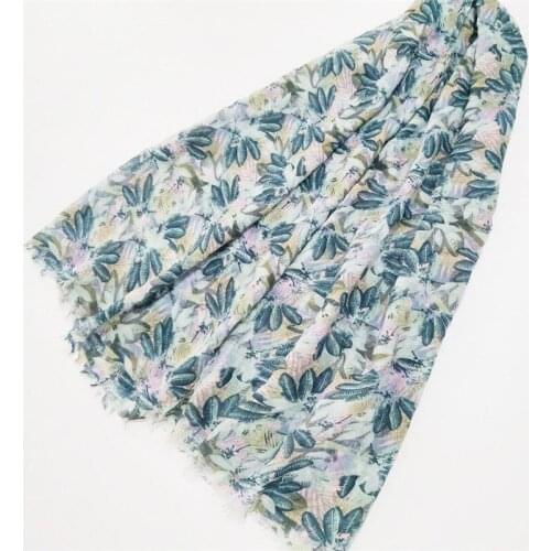 2021 Women Fashion Feather Printed Pattern Cotton Scarf Shawls Wraps Hijabs 10pcs/lot