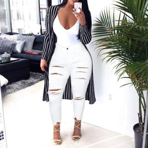 Women Ripped Jeans Plus Size Ripped Trousers Stretch Pencil Pants Leggings Women Jean Casual Slim Ladies Jean Casual Streetwear