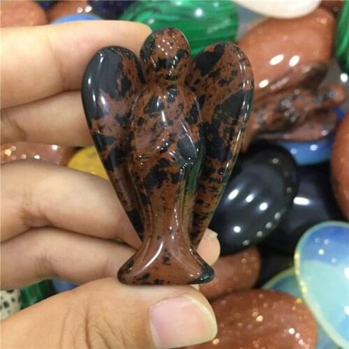 1pcs cute size natural stones and minerals red obsidian handmade angel figurine healing crystal for home decoration wholesale