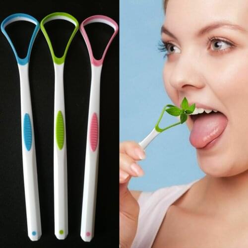 1pcs Tongue Scraper Reusable Portable Plastic Oral Tongue Cleaner Brush Hygiene Tool Remove Bad Breath