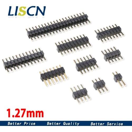 10PCS1.27mm 1.27 Pin Header Single Row Male Breakaway PCB Board Connector Pinheader 1*2/4/5/6/8/10/12/20/40P/50P