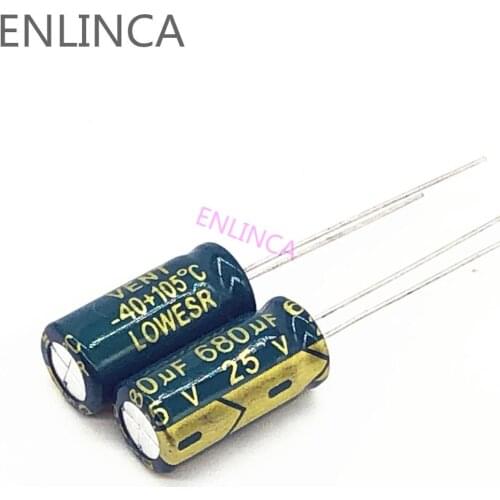 10pcs/lot Q01 25V 680UF Low ESR/Impedance high frequency aluminum electrolytic capacitor size 8*16 680UF25V 20