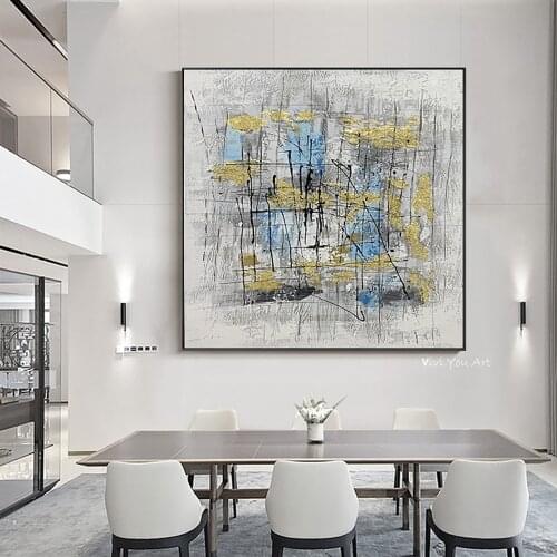 100% Hand painted Oil Painting Nordic Gold Foil Unframed Paintings Abstract Entrance Murals Living Room Decoration Paintings