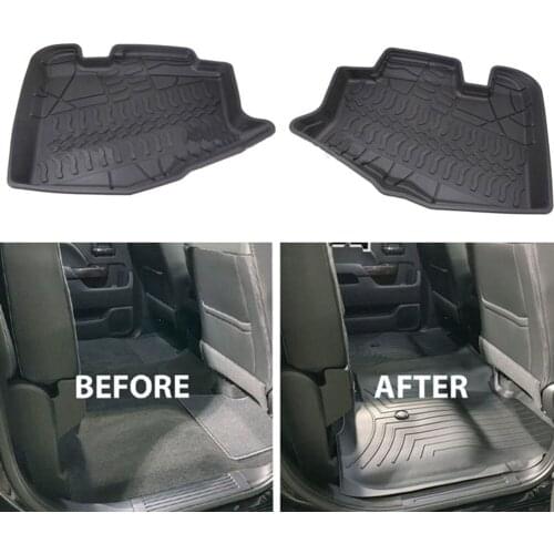 2 PCS Cargo Floor Liners Mats Rear For Jeep Wrangler JK 2007-2017 Two Doors All Weather Black