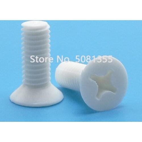 20PCS M8 M10 PP Polypropylene Cross Recessed Countersunk Head Screws Machine Screw Slotted Bolts