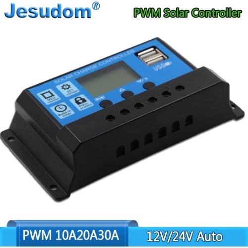 30A 20A 10A 12V/24V LCD PWM Voltage Solar Controller Battery PV Cell Panel Charger Regulator Lamp 100W 200W 300W 400W 500W