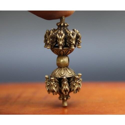 5CM Tibet Pure Bronze Eight Dragon Dorje vajry pestle Xiangmo-chu Amulet Pendant