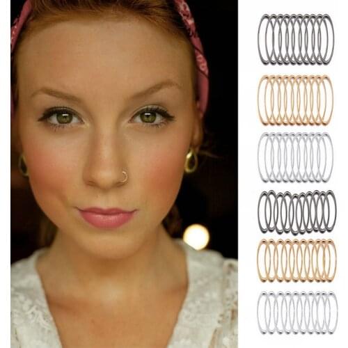 60pcs/set nose ring earrings simple 3 colors stainless steel body piercing jewelry fashion nose ring