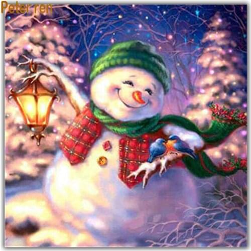 Diy Diamond painting cross stitch 5 Square\Round diamond mosaic Rhinestone Full Diamond embroidery Snowman picking up a lanter