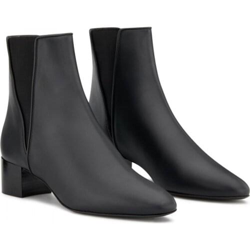 New Arrival Autumn Winter High Heels Black Leather Fashion Shoes Women Short Ankle Cowboy Boots For Women Punk Motorcycle Botas