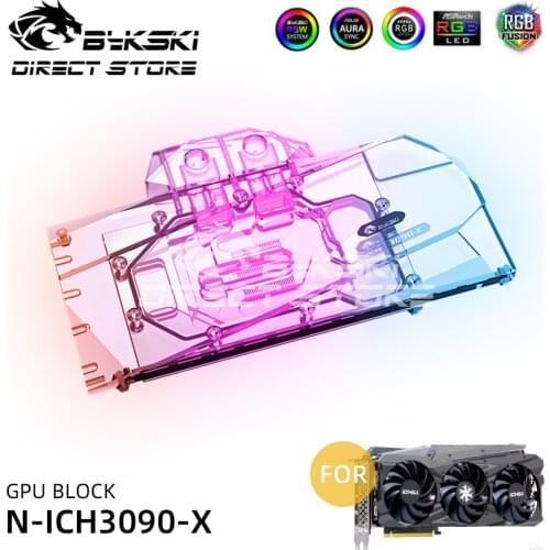 Bykski A-RGB VGA Water Block Full Coverage Copper For INNO3D GeForce RTX3090 RTX3080 ICY DRAGON GPU Water Cooling N-ICH3090-X