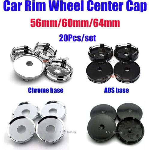 For A1 A2 A3 A4 A5 A6 A7 A8 Q1 Q3 Q5 Q7 TT R8 Car Styling 20PCS PVC/ABS 56mm 60mm 64mm Wheel Rim Center Cap Covers Wheel Hub Cap