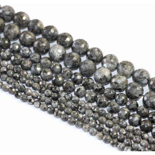 Faceted natural black labradorite 4mm 6mm 8mm 10mm 12mm 14mm round stone More Size Loose beads making beautiful gift A06