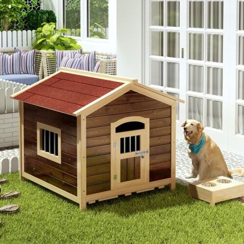 Carbonized kennel waterproof, sun, anti-corrosion small house outdoor dog cage large pet kennel solid wood kennel