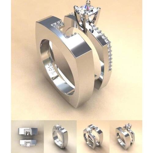 100% 925 Sterling Silver Gemstone Rings Wedding Engagement Diamonds Square Rings Fine Jewelry For Women luxury Gift