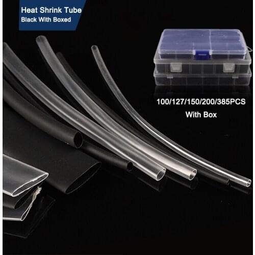 Boxed Black Heat Shrink Tube Sleeving Set Wire Cable High Quality Insulated Polyolefin Sleeve Kit Heat Shrink Tubing kit