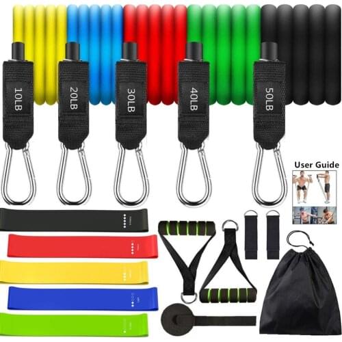 Pull Up Resistance Band pack Pull Rope Resistance Band 150LBS Set 16 piece With Door Anchor Handles Legs Ankle Strap for Workout