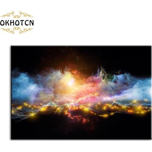 Colorful Sky Canvas Painting Abstract Landscape Poster and Print Nordic Modern Home Decoration Glowing Mountain Wall Art Picture
