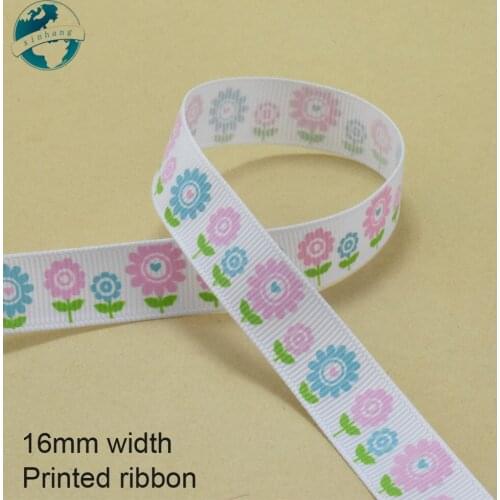 10yards,16mm flower printed ribbons Polyester Grosgrain ribbon, lace satin ribbons DIY hairbow accessories, gift package #3459