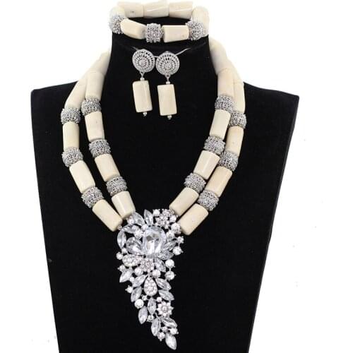 Best Sale Nigerian Wedding Beads Charming African Plastic Necklace Sets Handmade Design Free Shipping QW892