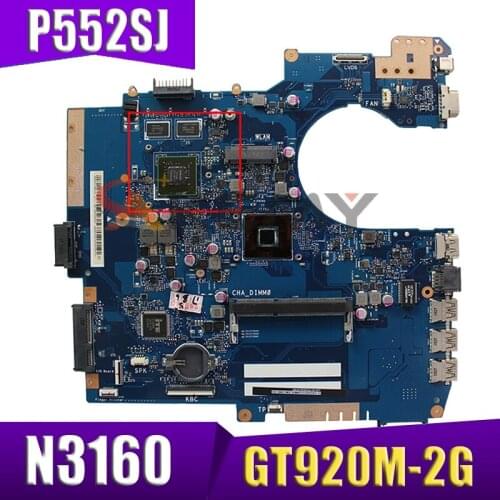 Laptop motherboard N3150 N3160 GT920M-2G for ASUS P552SJ PU552SJ PRO552S P552S PU552S mainboard test OK