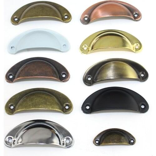 Retro Metal Kitchen Drawer Cabinet Door Handle And Furniture Knobs Handware Cupboard Antique Brass Shell Pull Handles Replace