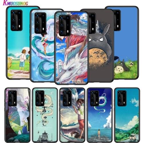 Totoro Spirited Away Ghibli for Huawei P50 40 P30 P20 P10 Pro Lite E Plus 4G 5G P9 P8 Lite P Smart Z S Soft Black Phone Case