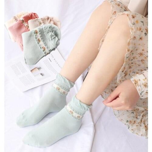 5 Pairs Women Socks Cotton Set Funny Cute Cartoon Kawaii Animals Girl Tube Socks Long Socks Female Ladies Pink Milk White Sox