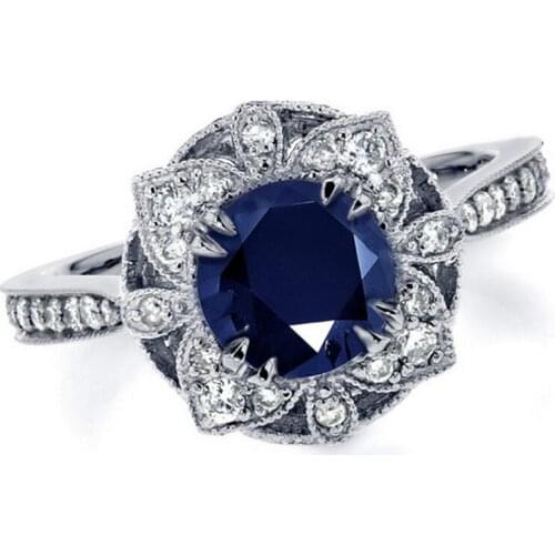 New Arrival Flower Zircon Ring Women Girl Bling Bling Zircon Ring Gift for Love Girlfriend Fashion Jewelry Accessories High Qual