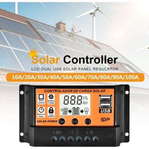 New MPPT Auto LCD Screen Solar Charge Controller Dual USB Solar Panel Regulator