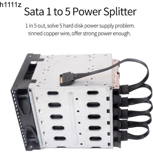 New SATA 15Pin M 1 to 5 SATA 15Pin F Hard Drive Power Supply Splitter Cable Cord for DIY PC Sever 15-pin Power Adapter 60CM Wire