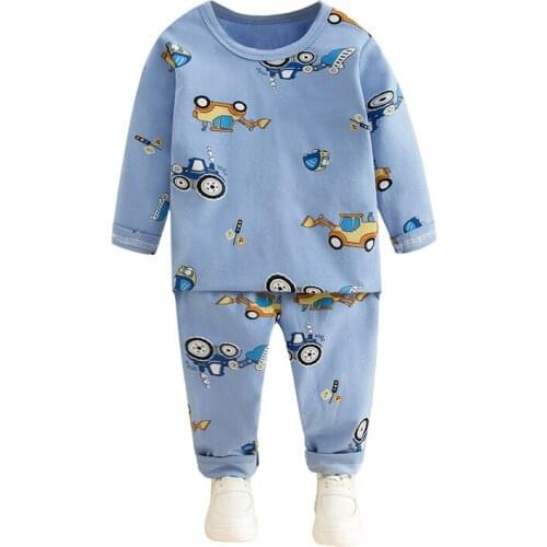 TUONXYE Boys Girls Pajamas Set Children Dinosaur Excavators Cotton Kids Long Sleeves Pijama Baby Sleepwear Clothing Nightwear