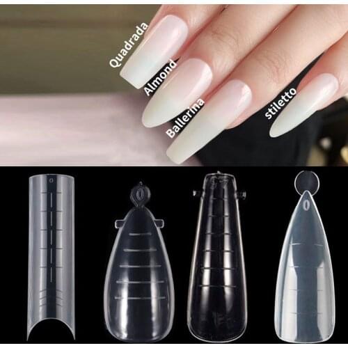Poly Nail Gel Quick Building Mold Tips Dual Nail Form Coffin Nails Clear Ballerina Finger Extension Nail Art UV Builder Tools